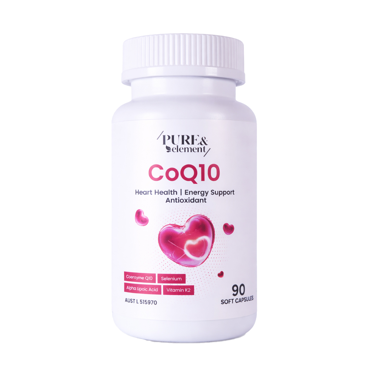 PureElement CoQ10 supplement bottle